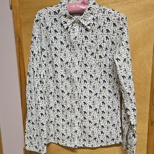 Ariat Women's White and Black Patterned Button Down Shirt